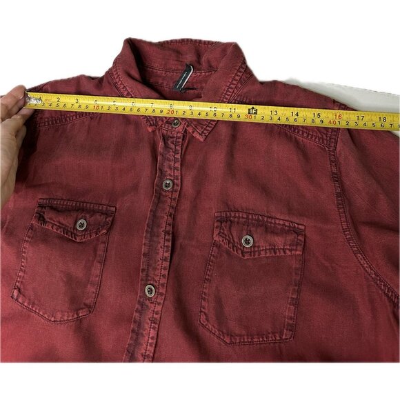 Stella Carakasi Washed Indigo Tunic Port Red Button Up XL Tencel - Picture 5 of 9